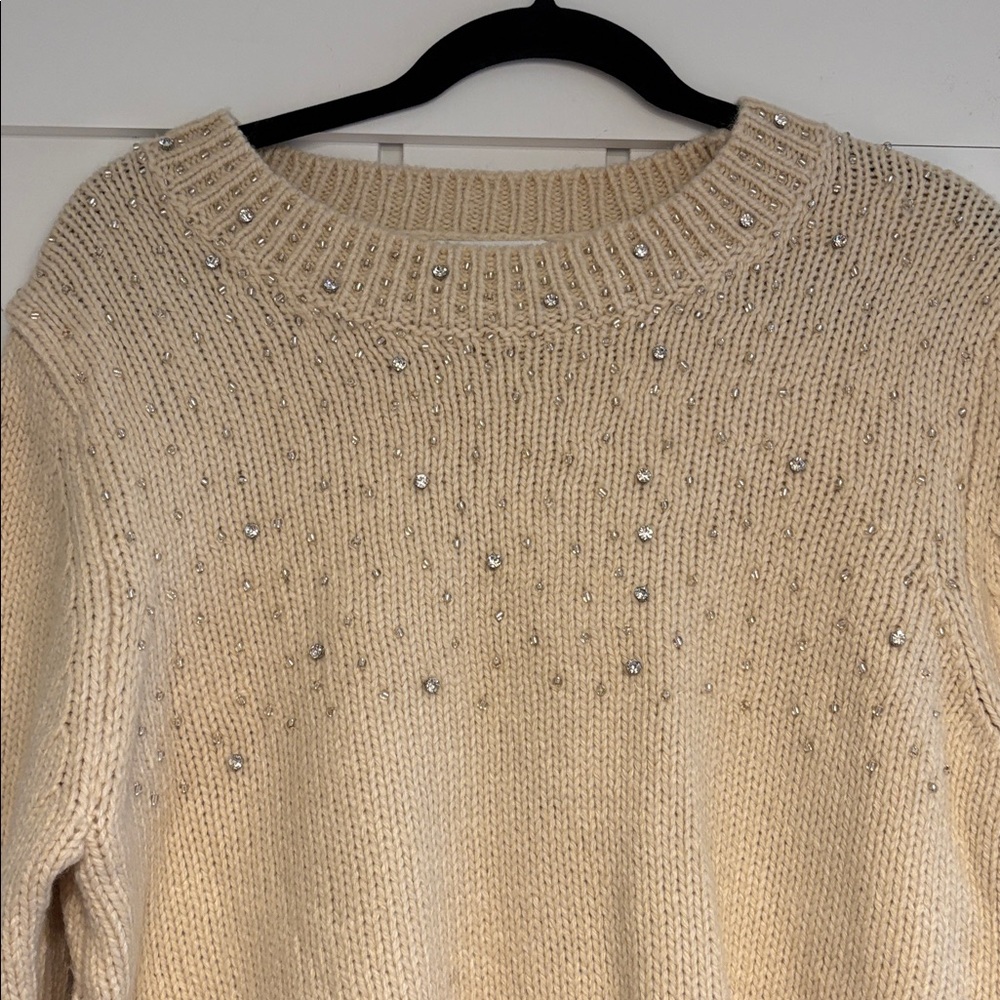 NWT. Design History Beige Knit Sweater with Sparkling Accents